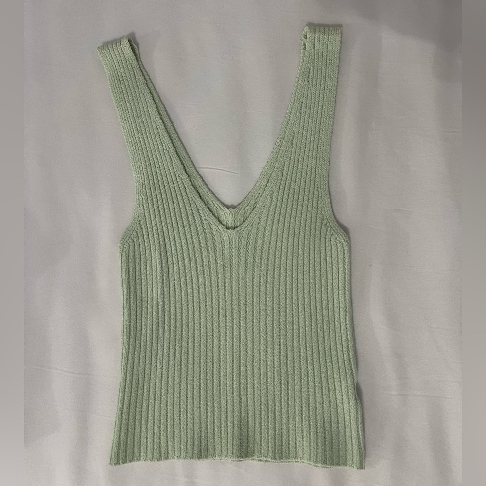 Brandy Melville Green Ribbed Knit Tank Top